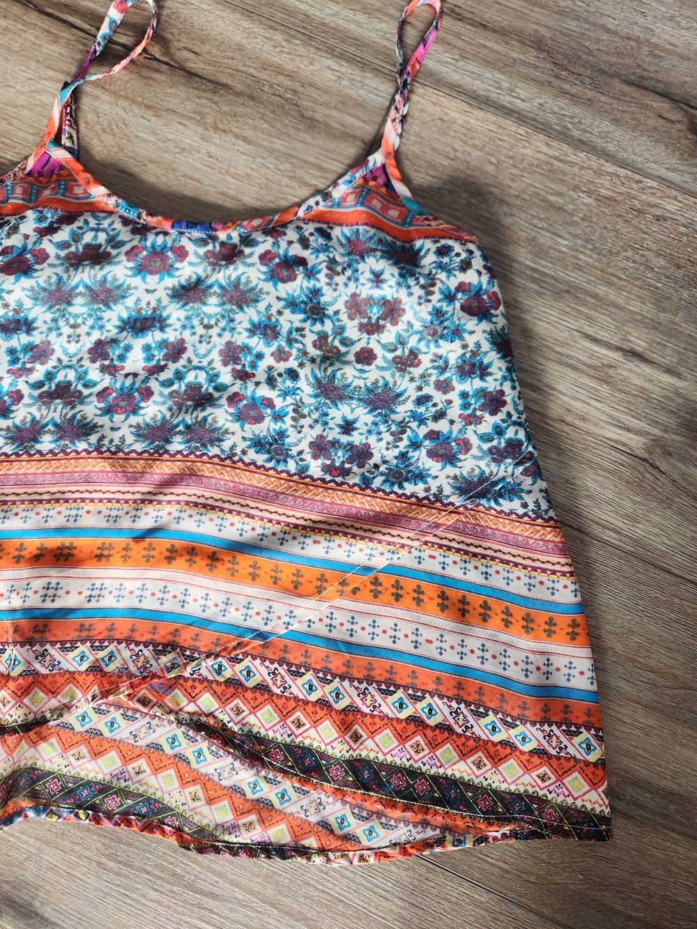 American Rag Multicolor Floral & Stripe Tank Top